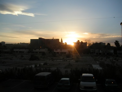 Sunset over the MGM Grand looking from the Alexis Park Hotel