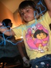 Emily untangling the necklace string. Emily untangling the necklace string.
