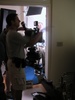 Cameraman and actor preparing for next scene. Cameraman and actor preparing for next scene.